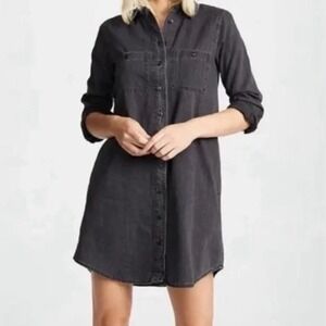 Madewell Washed Black Denim Chambray Shirtdress Lightweight | XL | EUC
